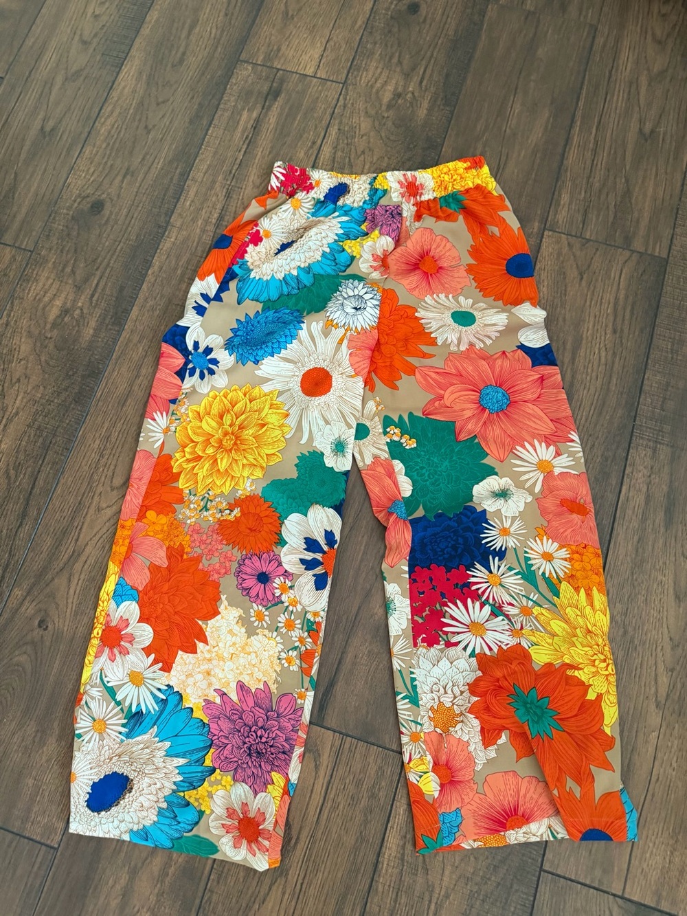 Gigio Floral Wide-Leg Pull-On Pants - Bright Multi Small 30" Inseam Small - Picture 2 of 7